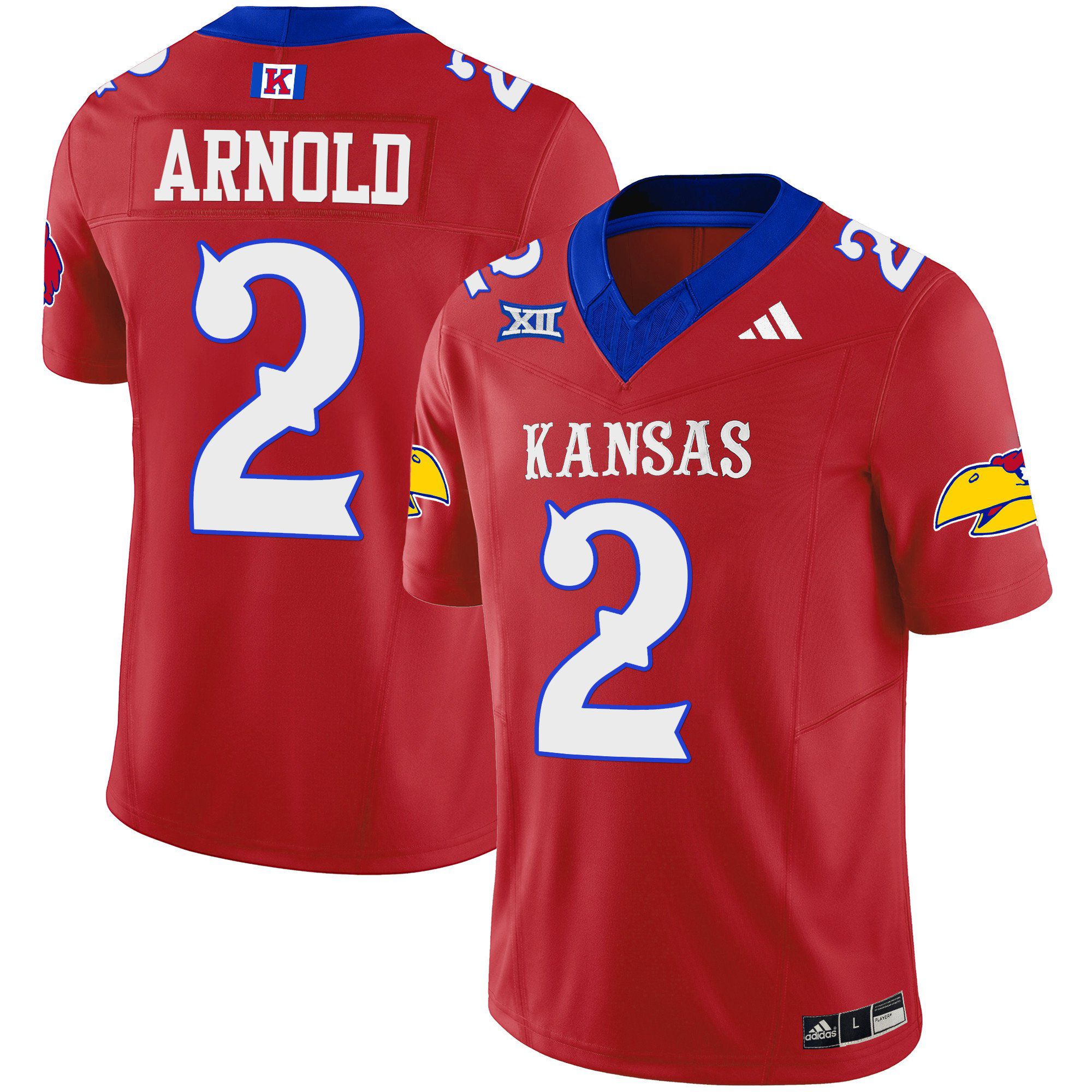 Men Kansas Jayhawks #2 Arnold Red 2024 Blackhawk Vapor Limited NCAA Jersey